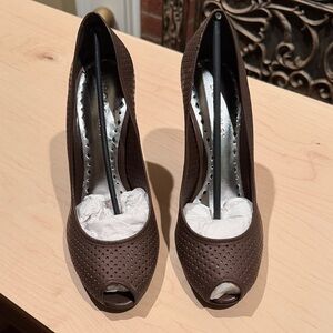 BCBGirls Brown Peep-Toe Wedges